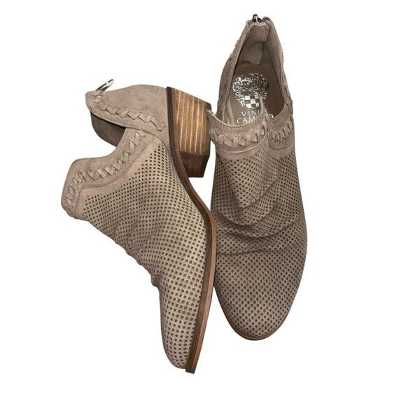 Vince Camuto Taupe Leather Ankle Western Slouch Booties Women's 7.5 Cowgirl - Picture 1 of 11